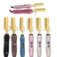 Salon Rhinestone Hair Flat Iron Hair Straightener Brush Electric Flat Iron Wholesale Professional Hair Straightener